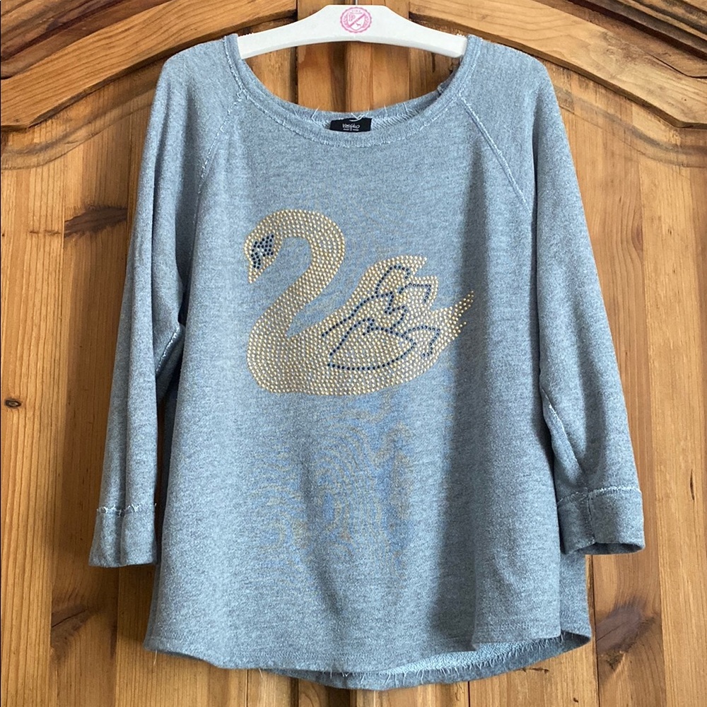 Vintage Mossimo Supply Co. Gray Terry Cloth Swan Sweatshirt